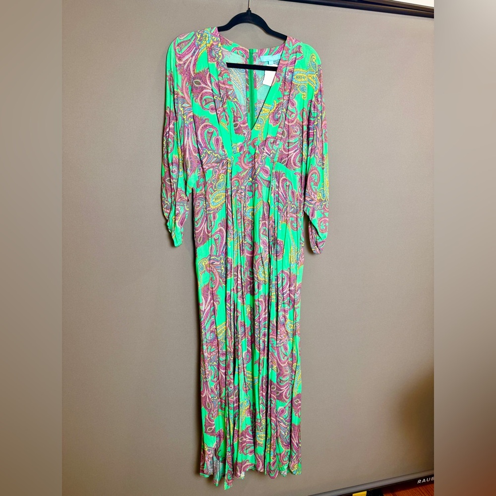 Melissa Odabash Green and Pink Paisley Maxi Dress
